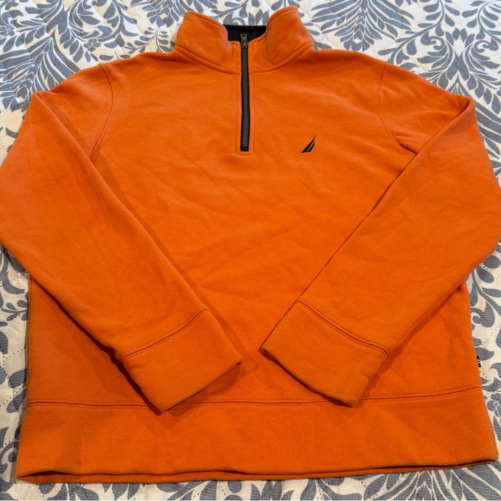 Nautica Men's Bright Orange Zip-Up Sweater